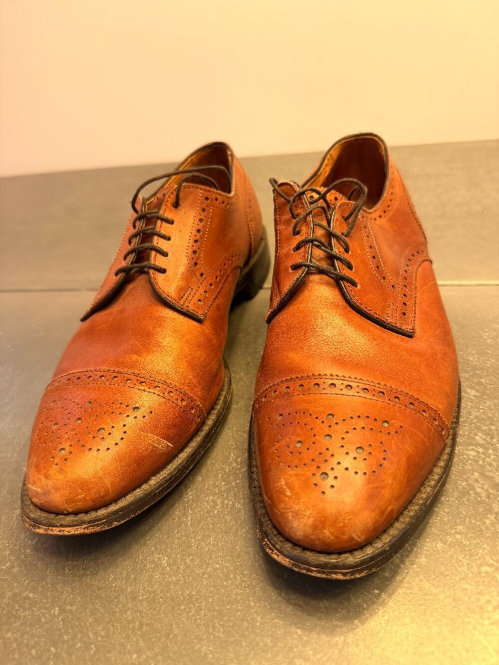 Allen Edmonds Sanford Men’s 10.5 D Walnut Brown Leather Cap Toe Oxford Shoes